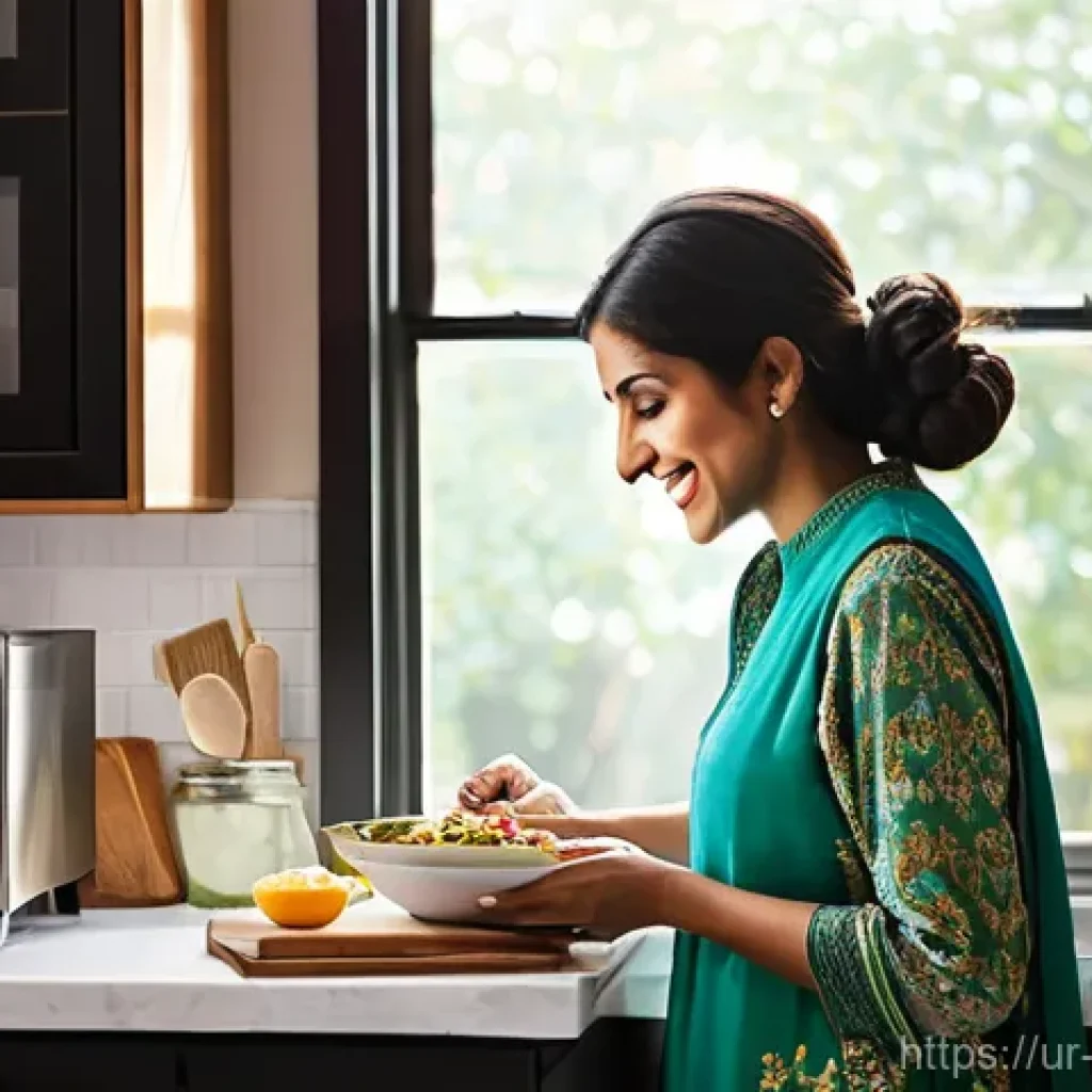 과학적 발견의 의미와 중요성 - **Prompt: "A serene and modern Pakistani kitchen scene during the morning. A woman in her late 30s, ...