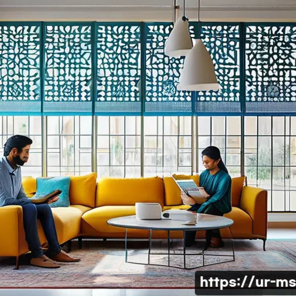 과학적 발견의 사회적 가치 - A modern Pakistani family home interior showcasing a smart home system in use: a middle-aged man adj...