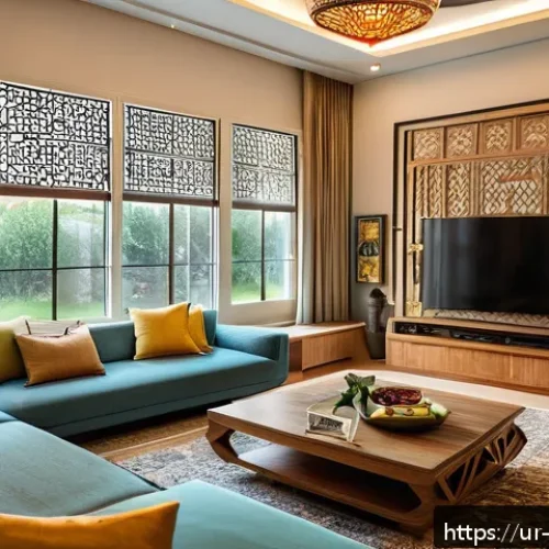 Home 30 과학적 발견과 그 적용 분야 - A cozy modern living room in a contemporary Pakistani home, featuring smart home devices visibly int...